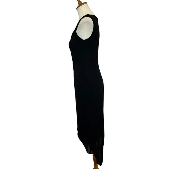 David Meister Black Asymmetric Cocktail Dress SIZE 4 Designer Quiet Luxury $690
