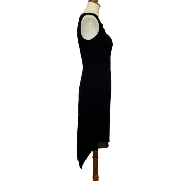 David Meister Black Asymmetric Cocktail Dress SIZE 4 Designer Quiet Luxury $690