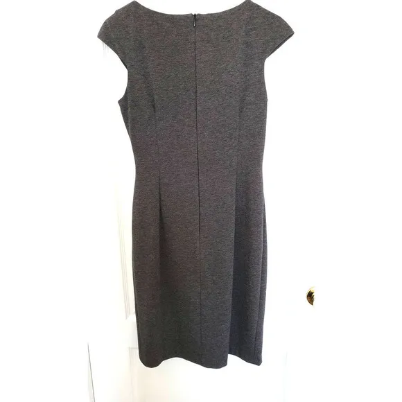 David Meister Dress,‎ Grey Asymmetrical Ruched, Sz 2