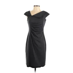 David Meister Dress,‎ Grey Asymmetrical Ruched, Sz 2