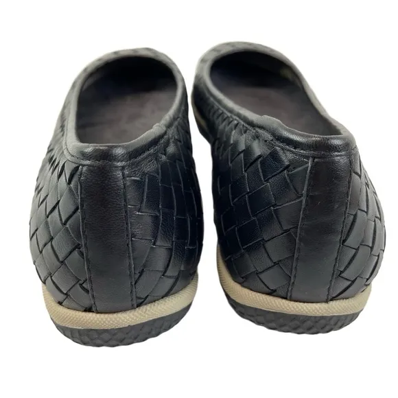 David Tate Womens Size 8M Dazzle Woven Ballet Flat Black Nappa Leather Shoes