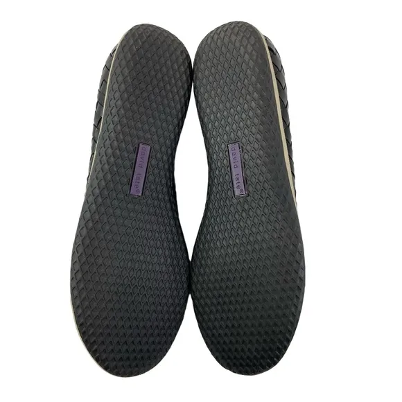 David Tate Womens Size 8M Dazzle Woven Ballet Flat Black Nappa Leather Shoes