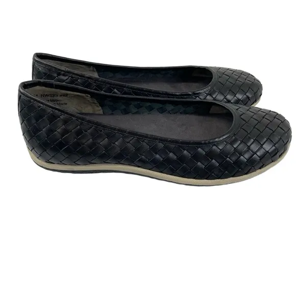 David Tate Womens Size 8M Dazzle Woven Ballet Flat Black Nappa Leather Shoes