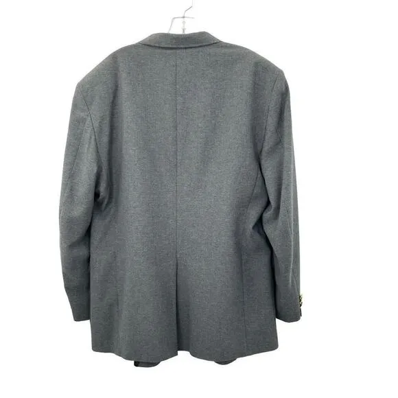 David Taylor Sport Coat Blazer Mens 48L Gray Gold Button Detail