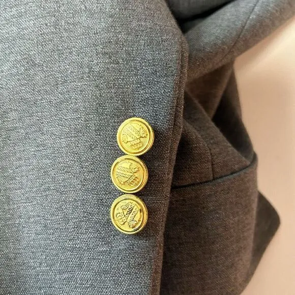 David Taylor Sport Coat Blazer Mens 48L Gray Gold Button Detail