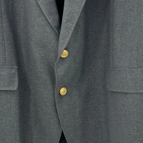 David Taylor Sport Coat Blazer Mens 48L Gray Gold Button Detail