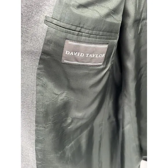 David Taylor Sport Coat Blazer Mens 48L Gray Gold Button Detail