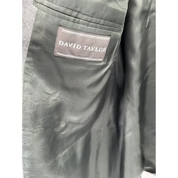 David Taylor Sport Coat Blazer Mens 48L Gray Gold Button Detail