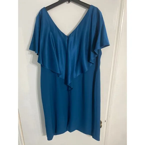 Daymor Couture dress women’s size 18 blue ruffle event cocktail luxury elegant