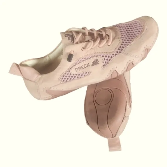 DBECK  Women's Suede and Mesh Upper Arch Airwalker Outdoor Pro Pink Shoes 39