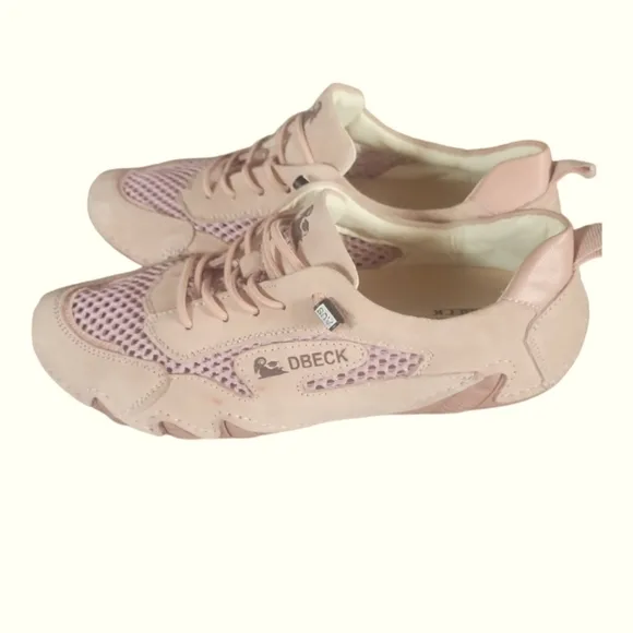 DBECK  Women's Suede and Mesh Upper Arch Airwalker Outdoor Pro Pink Shoes 39
