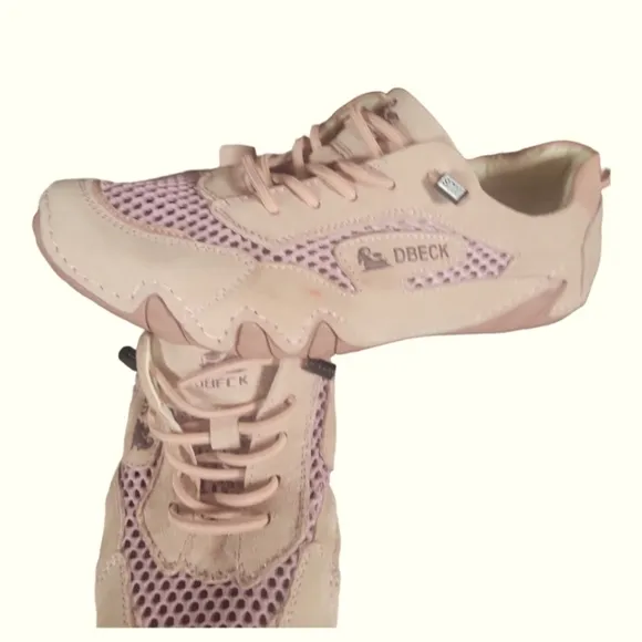 DBECK  Women's Suede and Mesh Upper Arch Airwalker Outdoor Pro Pink Shoes 39