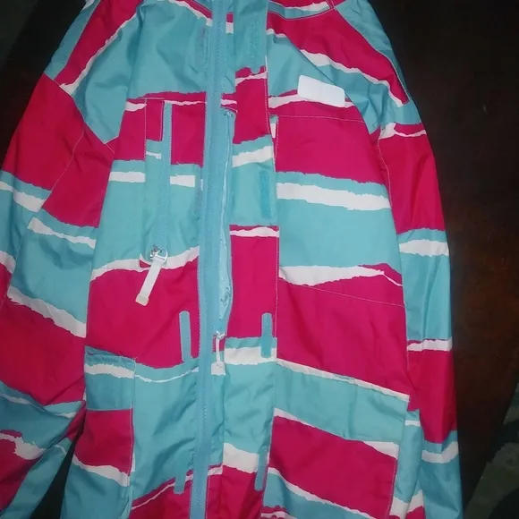 DC Shoes Exotex S Rare Bold Jagged Striped Snowboard Jacket in Pink &amp; Turquoise