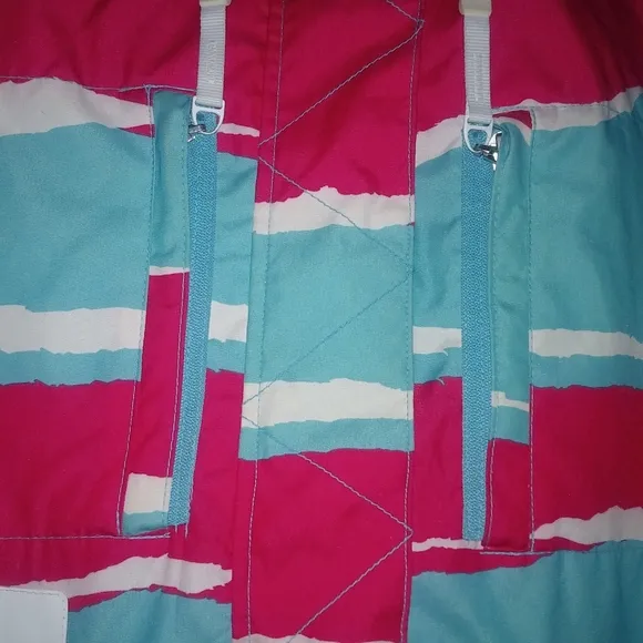 DC Shoes Exotex S Rare Bold Jagged Striped Snowboard Jacket in Pink &amp; Turquoise