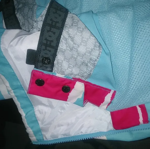 DC Shoes Exotex S Rare Bold Jagged Striped Snowboard Jacket in Pink &amp; Turquoise