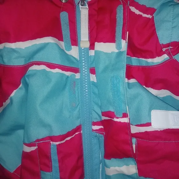 DC Shoes Exotex S Rare Bold Jagged Striped Snowboard Jacket in Pink &amp; Turquoise