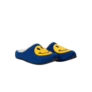 DEER STAGS Mens Blue Smiley Face Cushioned Round Toe Slip On Slippers 11 M