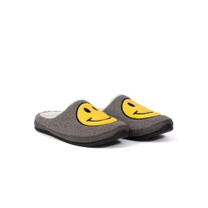 DEER STAGS Mens Gray Smiley Face Cushioned Round Toe Slip On Slippers 8 M