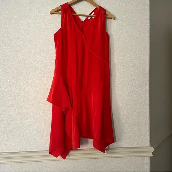 Derek Lam 10 Crosby Flamenco Asymmetrical Tank Dress Silk Quiet Luxury Cocktails