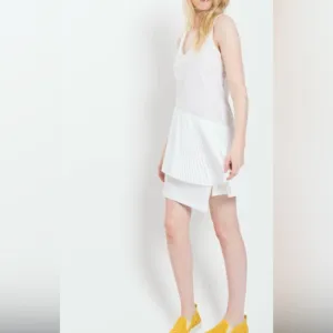 Derek Lam 10 Crosby Sleeveless White Mini Dress Pleated Skirt Designer SZ 6 EUC