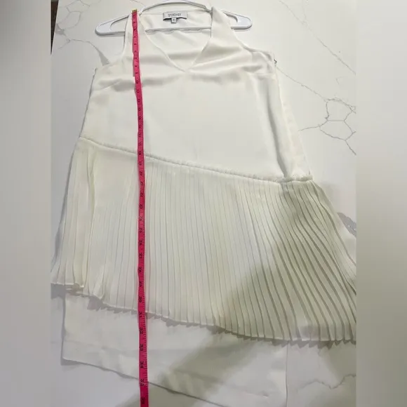 Derek Lam 10 Crosby Sleeveless White Mini Dress Pleated Skirt Designer SZ 6 EUC