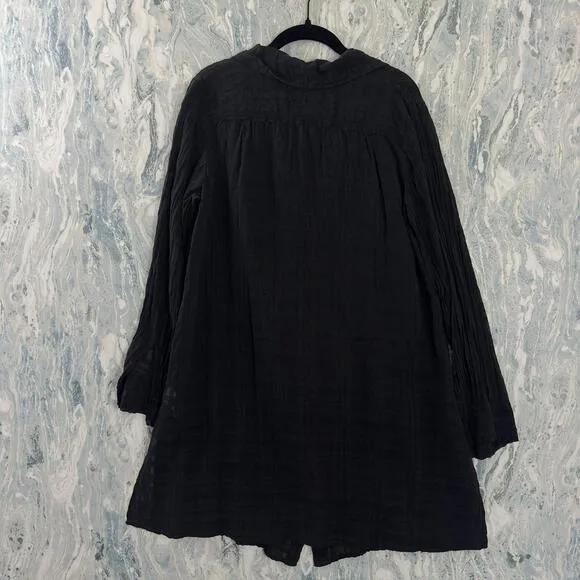 Designer Black``` Minimalist Long Sleeve Shirt Dress &amp; Tank Top Set(S)