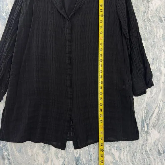 Designer Black``` Minimalist Long Sleeve Shirt Dress &amp; Tank Top Set(S)