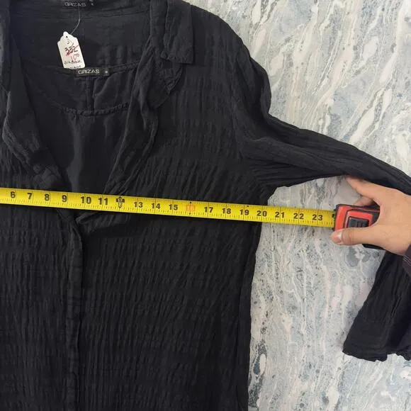 Designer Black``` Minimalist Long Sleeve Shirt Dress &amp; Tank Top Set(S)