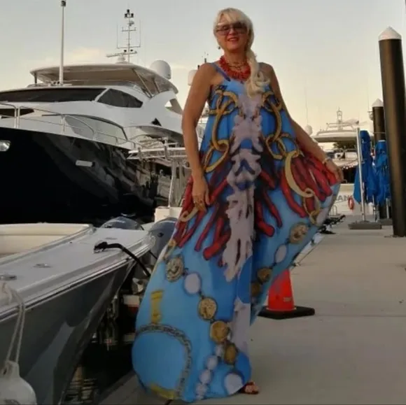 Designer Maxi Dress Luxury Resort Wear Yacht Cruise Luxury Dress