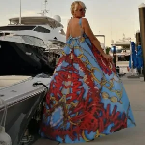 Designer Maxi Dress Luxury Resort Wear Yacht Cruise Luxury Dress