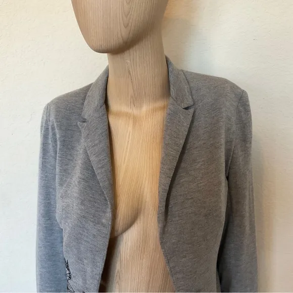Desigual VERY RARE Embellished Pop Art Knit and Velvet Blazer Grey EU 36 / US 2