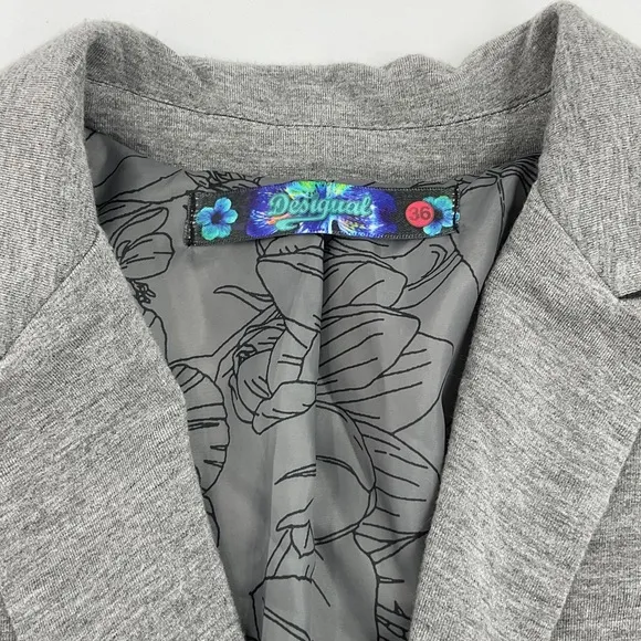 Desigual VERY RARE Embellished Pop Art Knit and Velvet Blazer Grey EU 36 / US 2