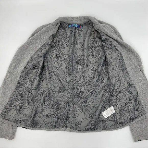 Desigual VERY RARE Embellished Pop Art Knit and Velvet Blazer Grey EU 36 / US 2
