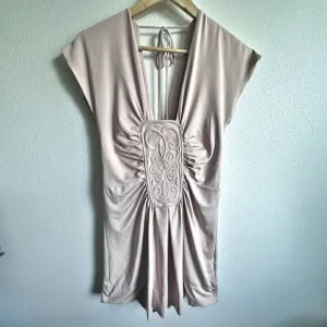 DIABLESS | Luxury Blush Pink Nude Tunic Mini Dress Embroidered | Size 1 / Small