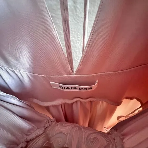DIABLESS | Luxury Blush Pink Nude Tunic Mini Dress Embroidered | Size 1 / Small