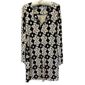 Diane Von Furstenberg Classic Luxury Abstract Leaf Silk Knit Shift Dress Sz 8