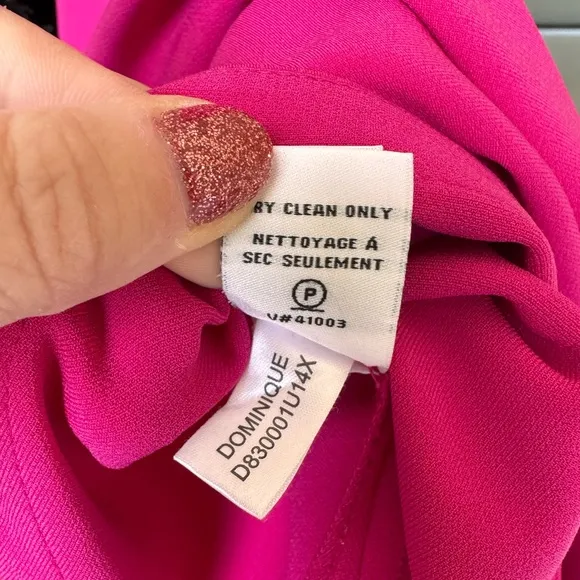 DIANE VON FURSTENBERG Dominique Dress 12 Magenta Pink Shift Cap Sleeves Lux DVF