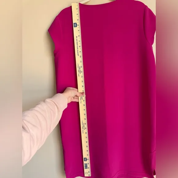 DIANE VON FURSTENBERG Dominique Dress 12 Magenta Pink Shift Cap Sleeves Lux DVF