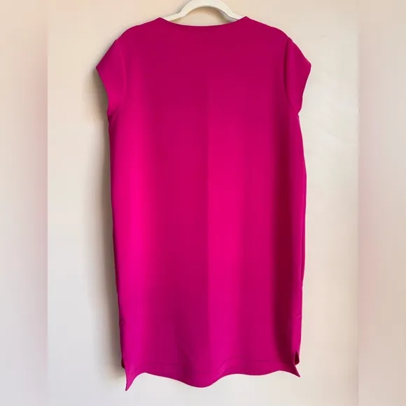 DIANE VON FURSTENBERG Dominique Dress 12 Magenta Pink Shift Cap Sleeves Lux DVF