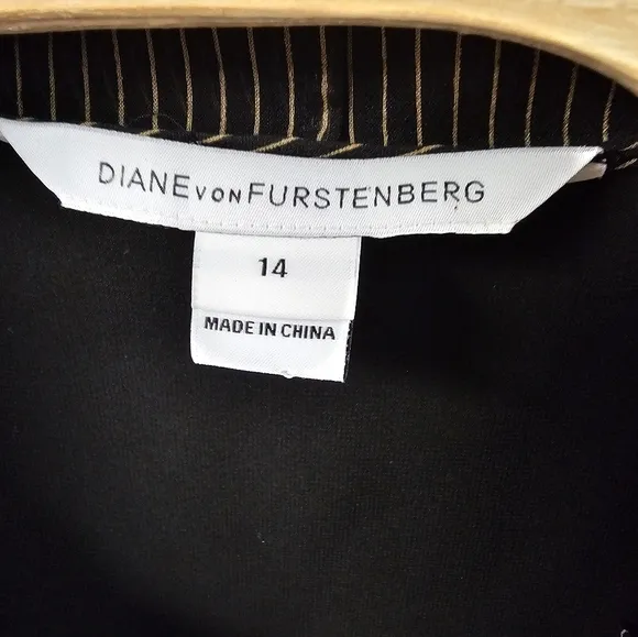 Diane von Furstenberg Mini Pinstripe Camel Arabella Dress  Silk Size 14