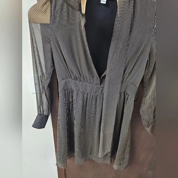Diane von Furstenberg Mini Pinstripe Camel Arabella Dress  Silk Size 14