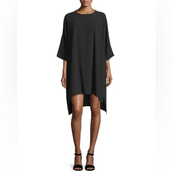 Diane Von Furstenberg Minimalist Madera Black Crepe Dress, size “P” Small