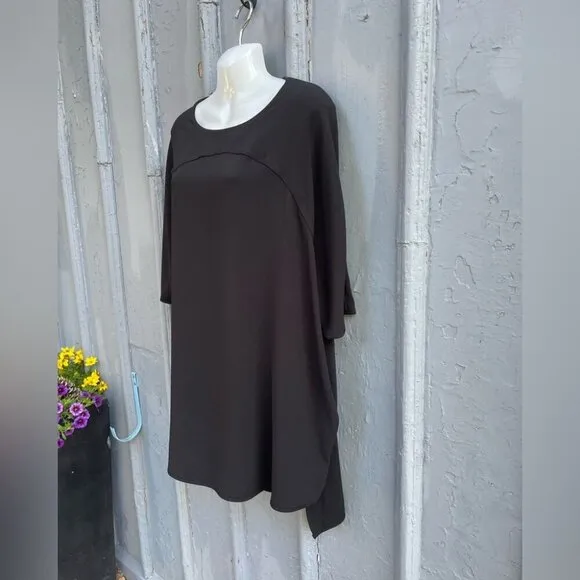 Diane Von Furstenberg Minimalist Madera Black Crepe Dress, size “P” Small