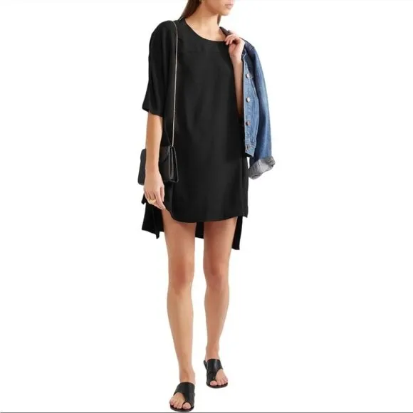 Diane Von Furstenberg Minimalist Madera Black Crepe Dress, size “P” Small