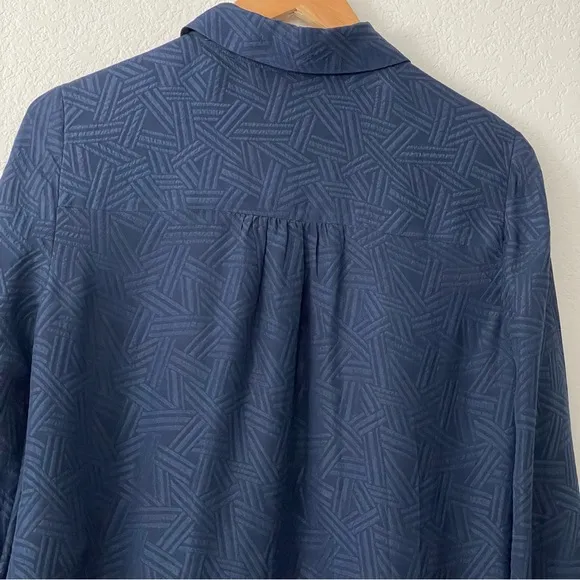 Diane Von Furstenberg Seanna Silk Shirt Dress Long Sleeve Navy Minimalist Career