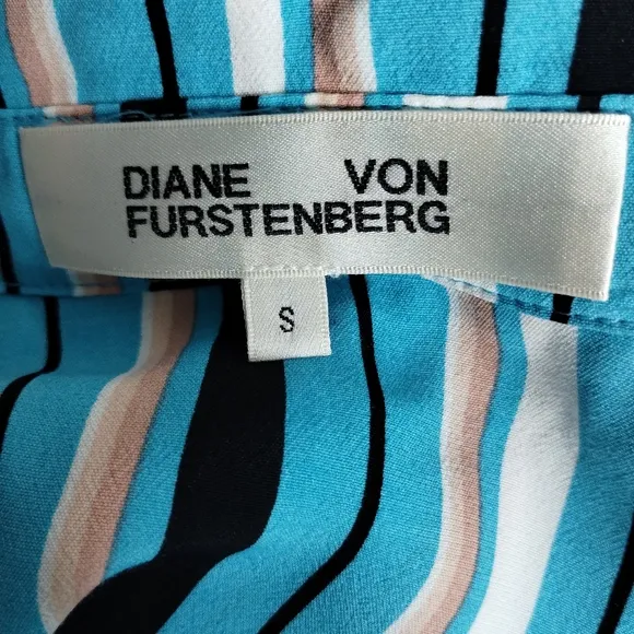 Diane Von Furstenburg Women's Classy Quiet Luxury Beach Stripe Shirt Dress sz S