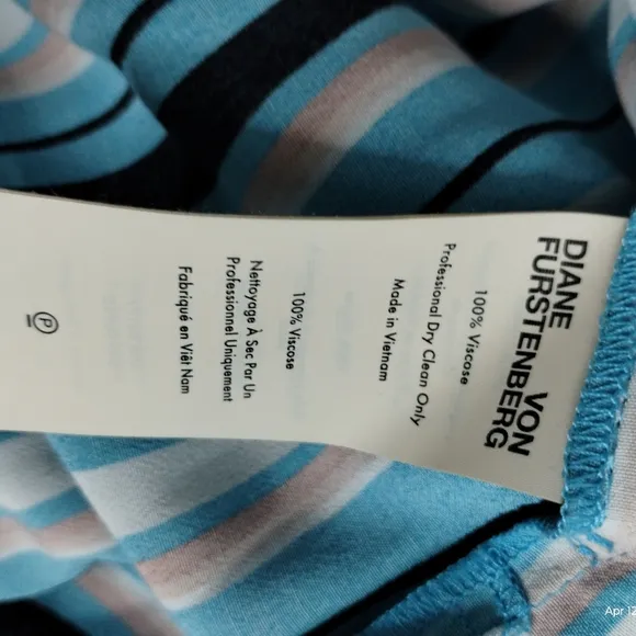 Diane Von Furstenburg Women's Classy Quiet Luxury Beach Stripe Shirt Dress sz S