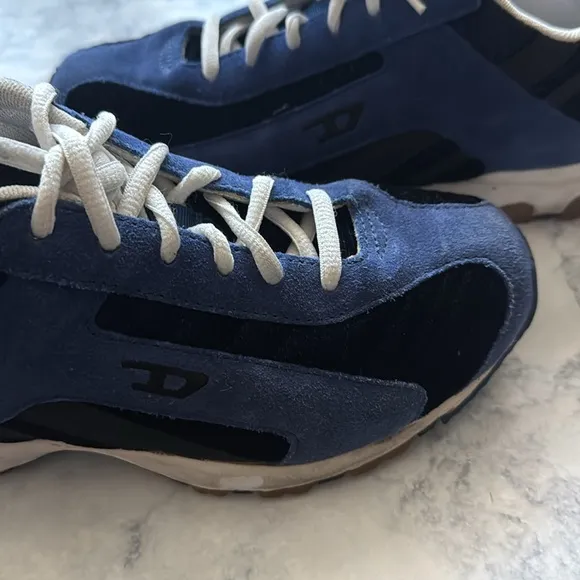 DIESEL Krypton Dark Light Blue Black Suede Tennis Shoes Sneakers Unisex Womens 7