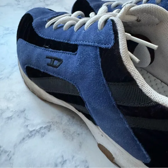 DIESEL Krypton Dark Light Blue Black Suede Tennis Shoes Sneakers Unisex Womens 7