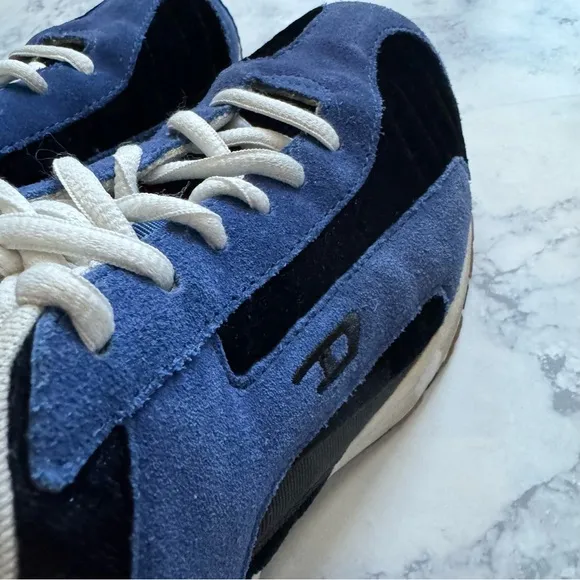DIESEL Krypton Dark Light Blue Black Suede Tennis Shoes Sneakers Unisex Womens 7